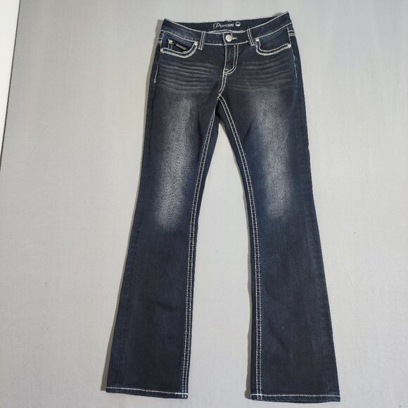 Warehouse One jeans women's size 29 reg. indigo blue Premium mid rise Baby Boot - Picture 1 of 14